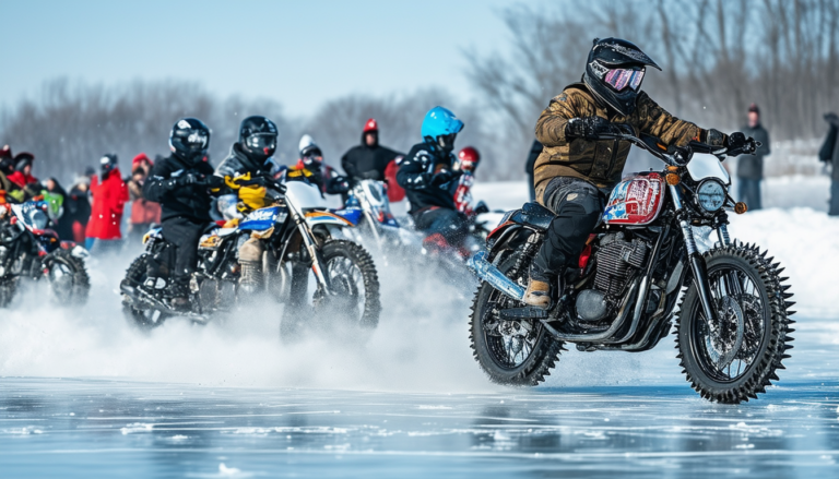 experience the adrenaline-fueled excitement of motorcycle racing on ice with the midwestern ice racing association. join us for thrilling competitions that push the limits of speed and skill in a unique winter setting.