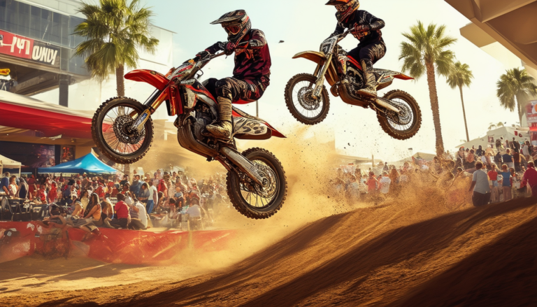 experience the adrenaline rush of a thrilling dirt bike race set against the vibrant backdrop of a bustling southern california mall food court. join us for high-octane action, spectacular stunts, and a unique fusion of urban life and extreme sports!