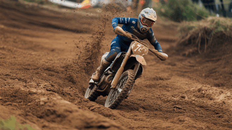 motocross rider muddy track