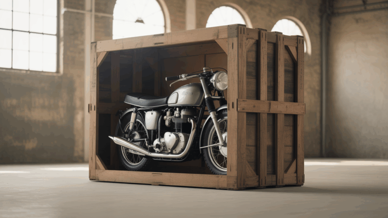 vintage motorcycle shipping crate