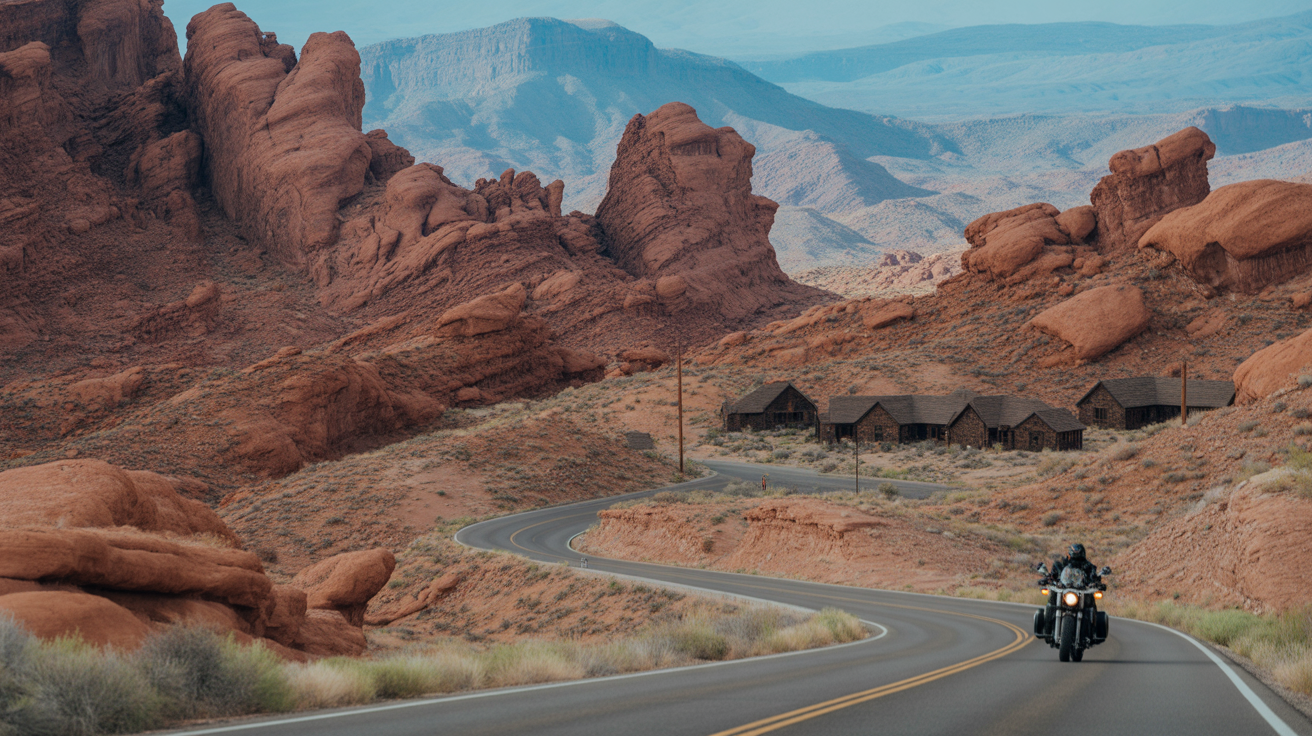 winding highway redrocks