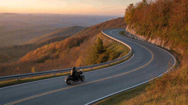 winding mountain road motorcycle